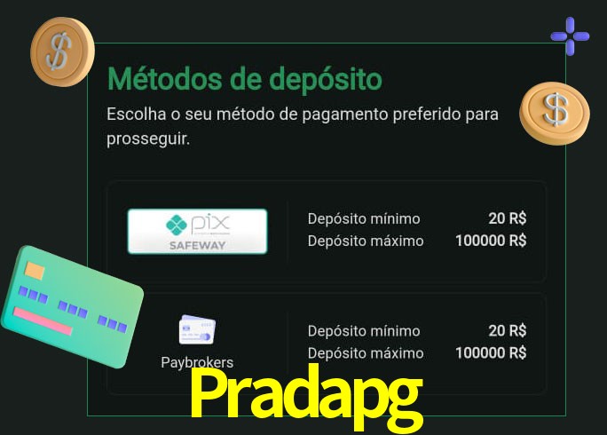 O cassino Pradapg oferece uma grande variedade de métodos de pagamento